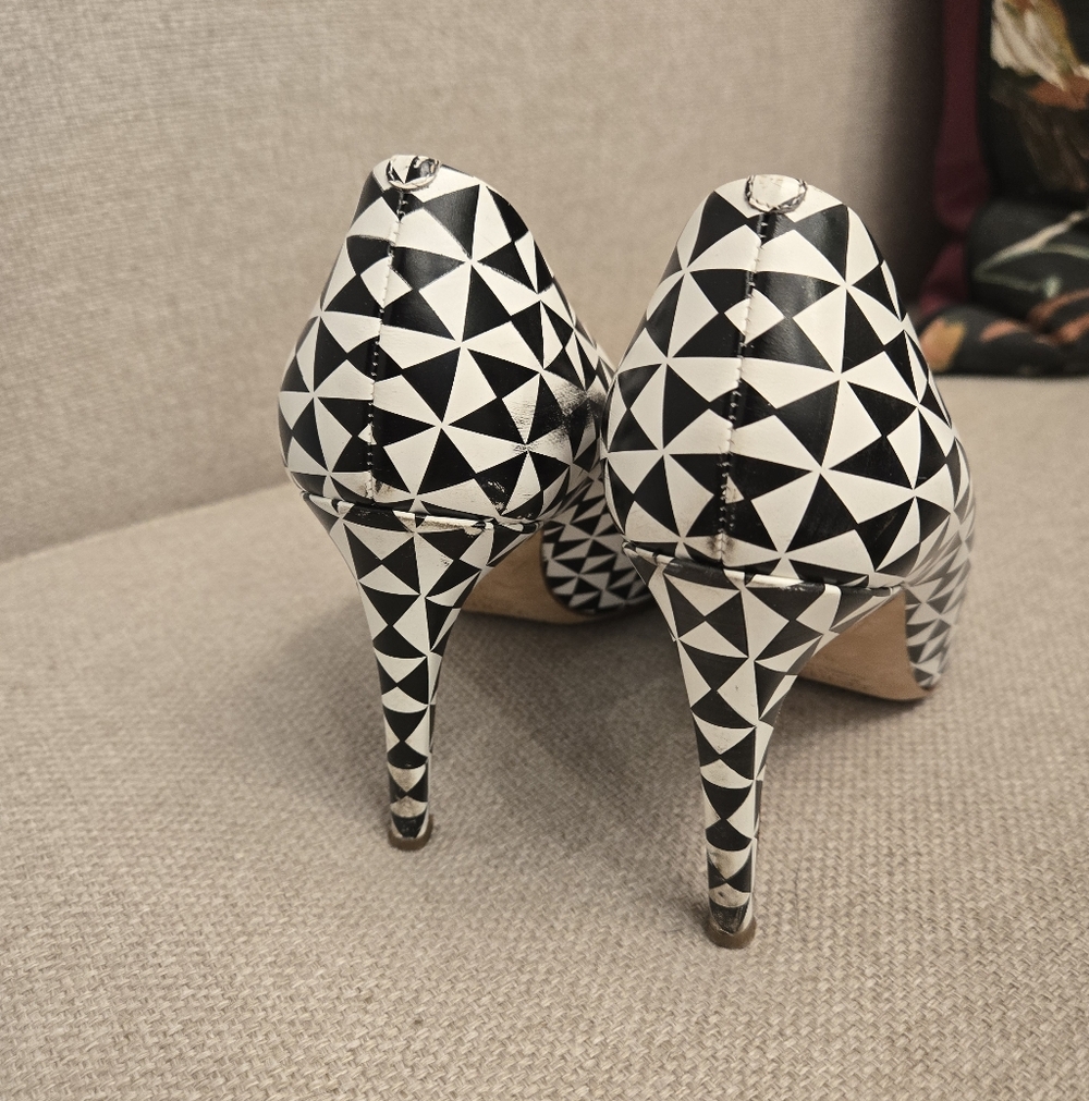 J. Crew Black and White Geometric Heels - Picture 3 of 3